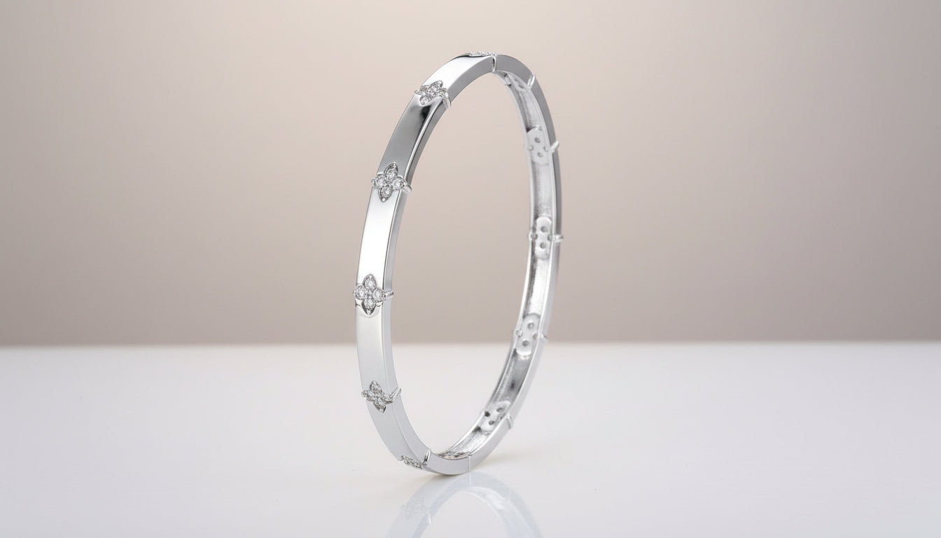 Clover Blossom Pave Bangle Bracelet