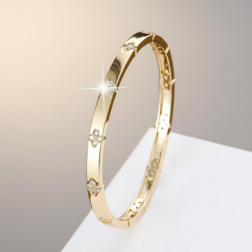 Clover Blossom Pave Bangle Bracelet