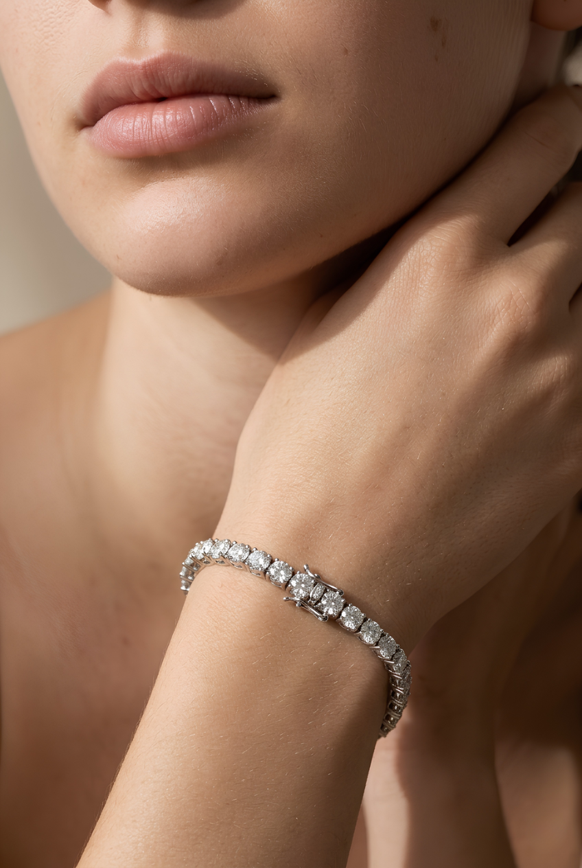 Classic Moissanite Tennis Bracelet – D VVS1 Round Brilliant Cut 925 Sterling Silver