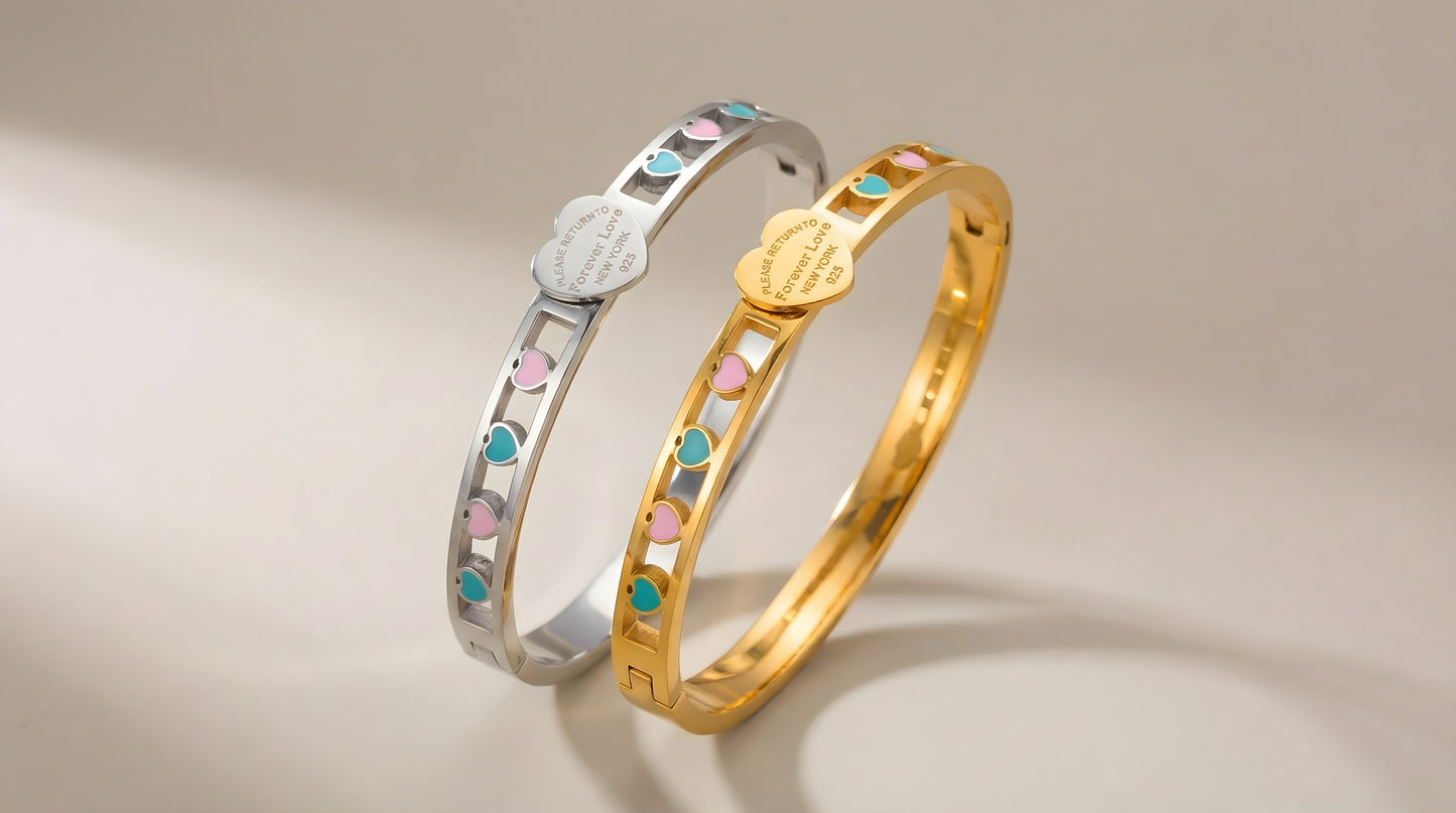HeartLink Pastel Charm Bangle