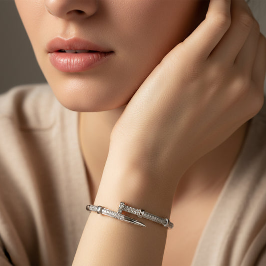 Bold Pave Nail Head Bangle Bracelet