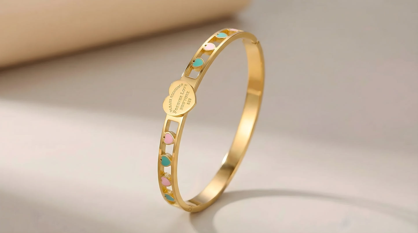 HeartLink Pastel Charm Bangle